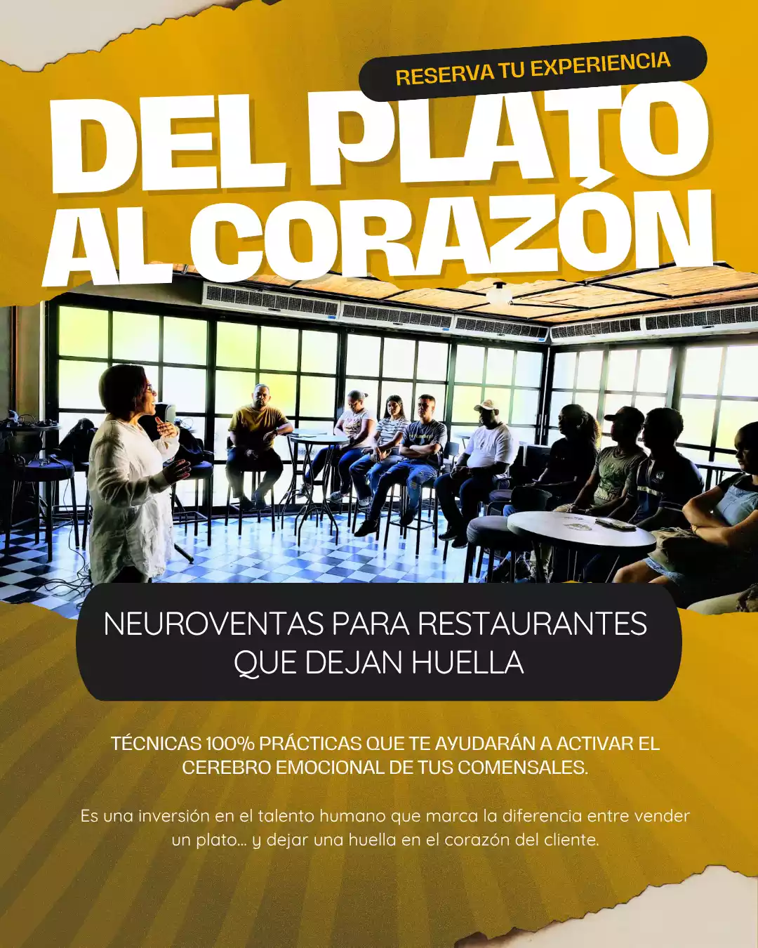 Capacitacion en un salon, titulo: del plato al corazon